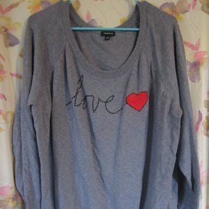 Torrid Gray Love Sweater Size 3